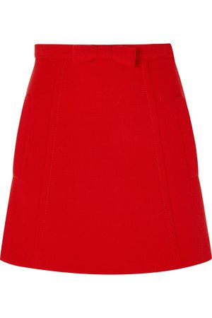 Miu Miu | Bow-embellished wool-crepe mini skirt | NET-A-PORTER.COM