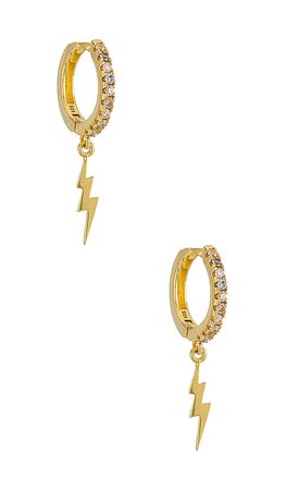 Adina's Jewels Lightning Bolt Huggie Earring in Gold | REVOLVE