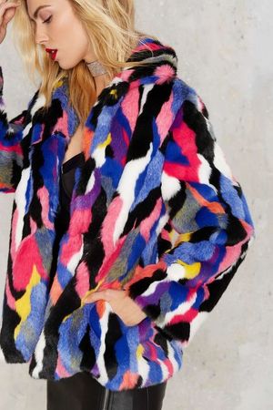 Multicoloured fur coat