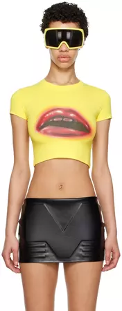 Mowalola: Yellow Lips T-Shirt | SSENSE