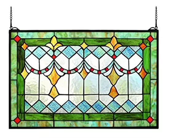 Yogoart Tiffany Style Stained Glass Green Window/Wall Panels