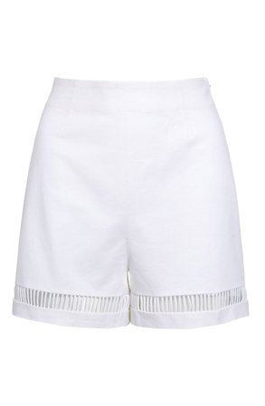STAUD Moth Ladder Stitch Linen Blend Shorts | white
