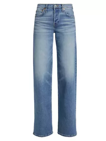 Shop Re/done Stretch Mid-Rise Wide-Leg Jeans | Saks Fifth Avenue