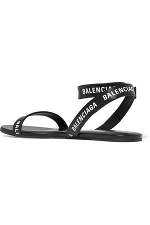 Balenciaga | Logo-print leather sandals | NET-A-PORTER.COM