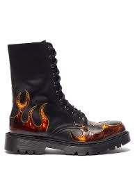 vetements flame appliqué leather boots