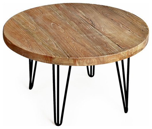 Rustic Round Old Elm Coffee Table - Industrial - Coffee Tables - by Welland | Houzz