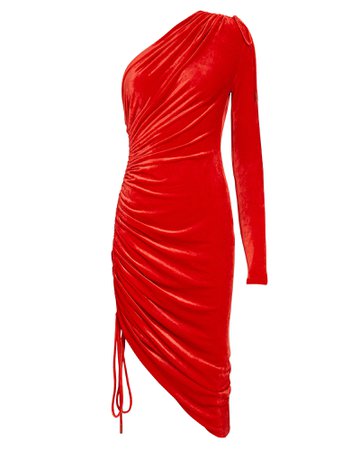 Monse Velvet Ruched Asymmetrical Mini Dress | INTERMIX®