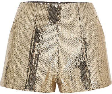 Henderson Sequined Crepe Shorts - Gold
