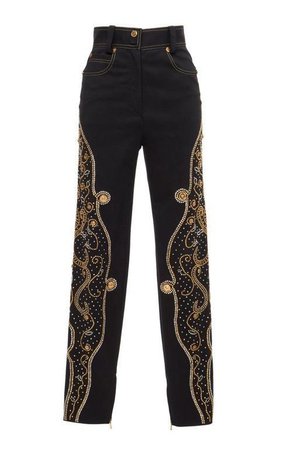black and gold high waisted pants