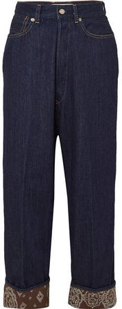 Breezy Cropped High-rise Wide-leg Jeans - Dark denim