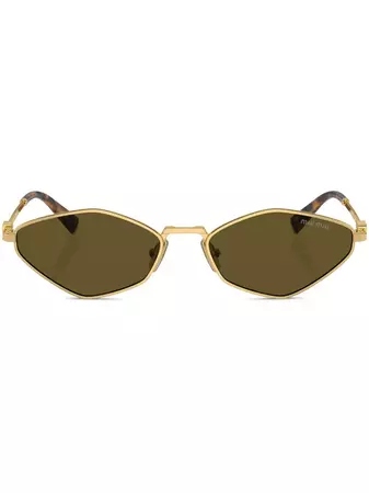Miu Miu Eyewear logo-lettering geometric-frame Sunglasses - Farfetch