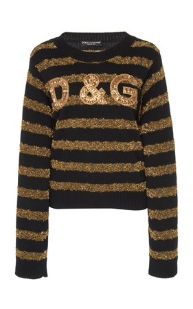 Sequined Striped Knit Sweater by Dolce & Gabbana | Moda Operandi