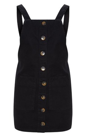 Button Through Black Denim Dress | Denim | PrettyLittleThing USA