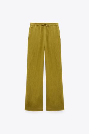 STRAIGHT TROUSERS WITH DRAWSTRING - Oil | ZARA Israel