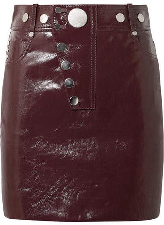 Patent-leather Mini Skirt - Burgundy