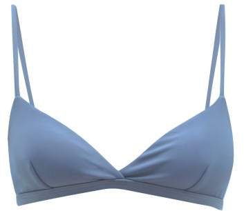 Matteau - The Tri Crop Triangle Bikini Top - Womens - Blue