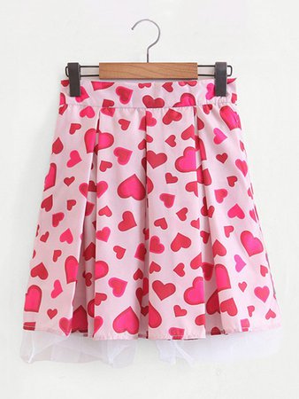 All Over Heart Print Skirt