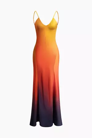 Ombre V-neck Cami Maxi Dress – Micas