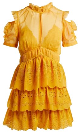 yellow ruffle patterned dress