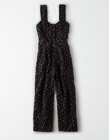 AE Printed Button Front Jumpsuit