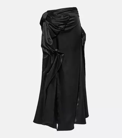 Bow Detail Satin Maxi Skirt in Black - Acne Studios | Mytheresa