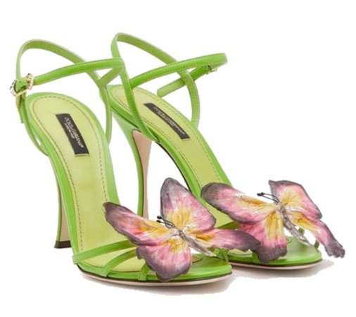green butterfly heels