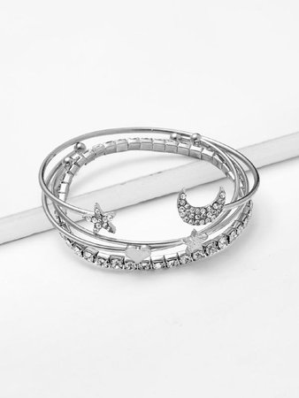Moon & Star & Heart Design Bracelet Set