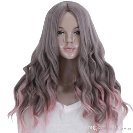 grey and pink wig