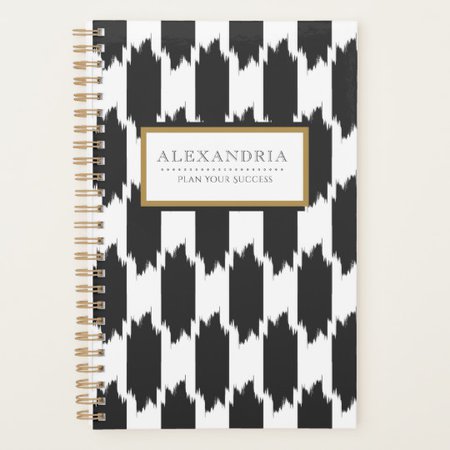Modern Black and White Brushstrokes Personal Planner by Ms_Jade on Zazzle
