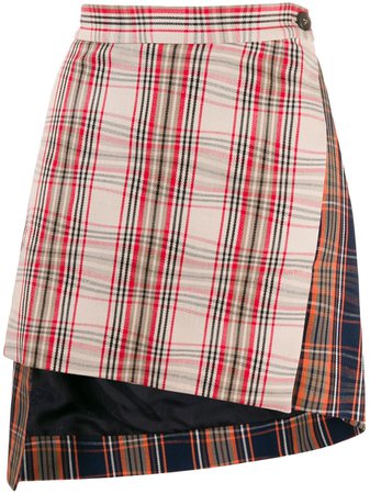 Vivienne Westwood Asymmetric Plaid Skirt S26MA0440S52667 Neutral | Farfetch