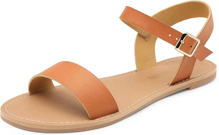 Amazon.com | DREAM PAIRS Womens Hoboo-New Cute Open Toes One Band Ankle Strap Flexible Summer Flat Sandal Nude-new - 7 | Flats