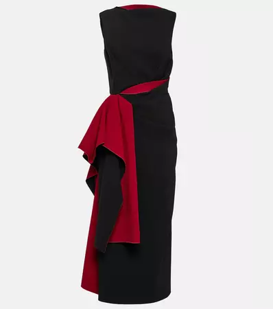 Calatrava Draped Crepe Midi Dress in Black - Roksanda | Mytheresa