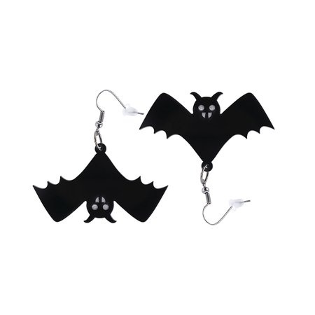 Black Fashion Bat Halloween Drop Earrings - US$3.95 -YOINS