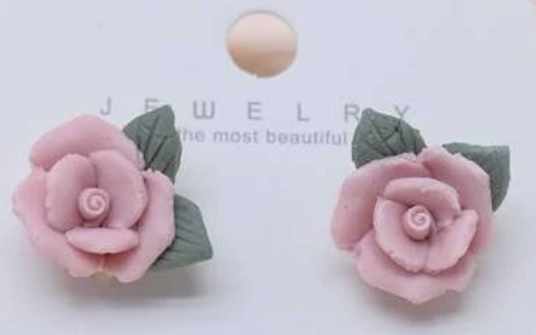 pink rose earrings