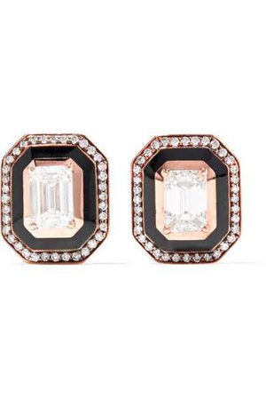 Selim Mouzannar | Mina 18-karat rose gold, enamel and diamond earrings | NET-A-PORTER.COM
