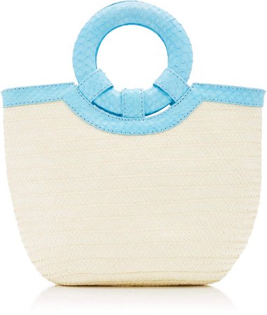 Adriana Castro Watersnake Trimmed Straw Tote
