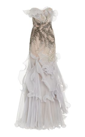 Ruffled Crystal-Embellished Tulle Gown By Marchesa | Moda Operandi
