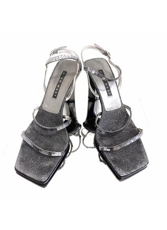 silver square toe heels Y2k 90s