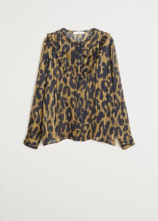 Metallic thread leopard print blouse - Women | Mango USA brown
