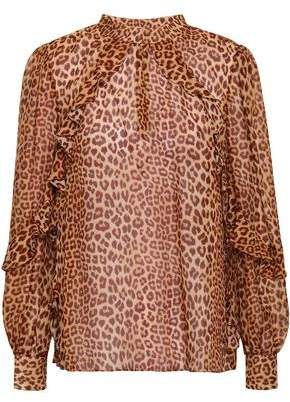 Jayne Ruffle-trimmed Leopard-print Silk-chiffon Blouse