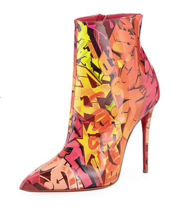 Christian Louboutin So Kate 100 Patent Metrograf Red Sole Booties | Neiman Marcus