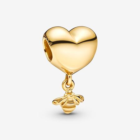 Heart & Bee Dangle Charm, 18k Gold-plated Sterling Silver GBP25