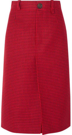 Houndstooth Wool Skirt - Red