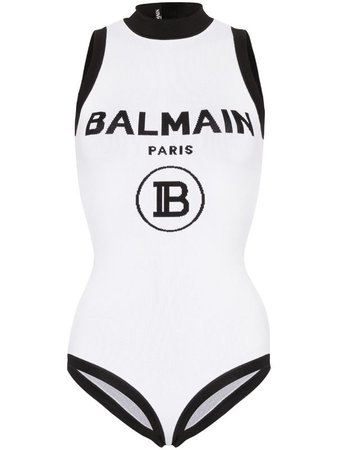 BALMAIN logo intarsia bodysuit