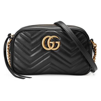 Black Leather GG Marmont Small Matelassé Shoulder Bag | GUCCI® AU