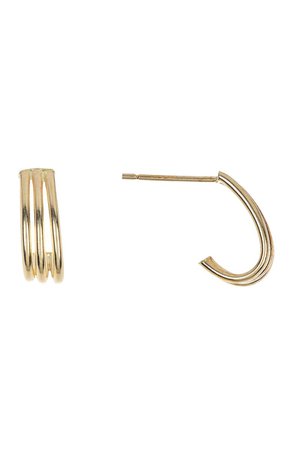CANDELA JEWELRY 14K Gold Polished Triple Hoop Earrings | Nordstromrack
