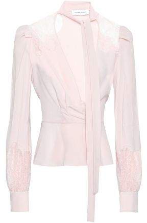 Zuhair Silk Lace And Crepe De Chine-paneled Blouse