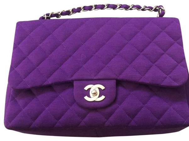 Chanel Single Flap Purple Jersey Shoulder Bag - Tradesy