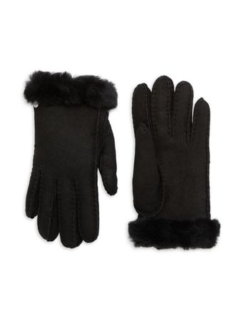 UGG Shearling-Trim Leather Gloves on SALE | Saks OFF 5TH