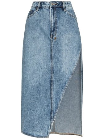 Shop blue Ksubi Synergy asymmetric denim skirt with Express Delivery - Farfetch